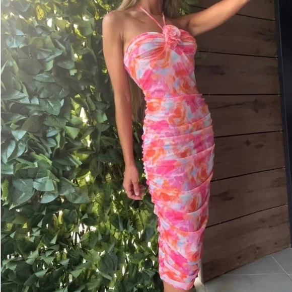 Zara Floral Tulle Midi Dress. NWT. Size Medium. - Picture 9 of 9